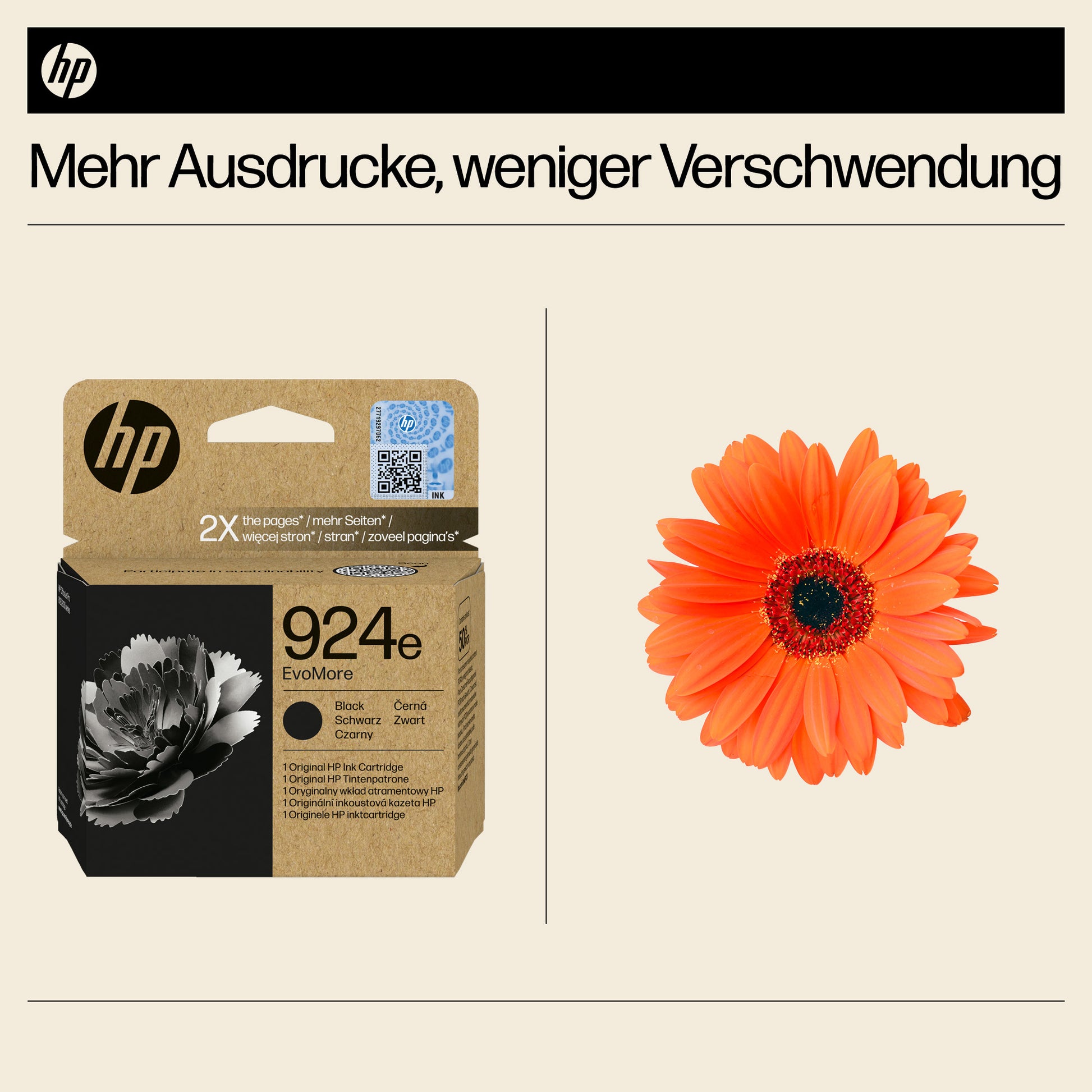 HP 924e EvoMoreXL Schwarze Tintenpatrone (Original) – 1'000 Seiten – für HP 924e