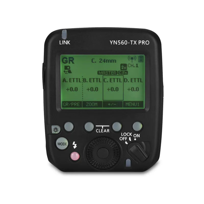 Yongnuo YN-560-TXPRO-N Blitz-Transmitter – 2,4 GHz, 100 m Reichweite, 6 Gruppen/16 Kanäle – für Nikon – Schwarz