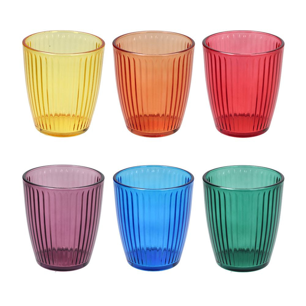 Tognana Porcellane Tognana Trinkgläser Panama – 6er Set, 320 ml, Ø 8,5 cm, Glas, Mehrfarbig, spülmaschinenfest