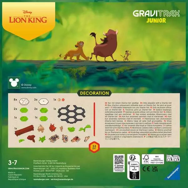 Ravensburger GraviTrax Junior Erweiterungsset – Lion King – 33-teilig – ab 3 Jahren – Kunststoff – mehrfarbig
