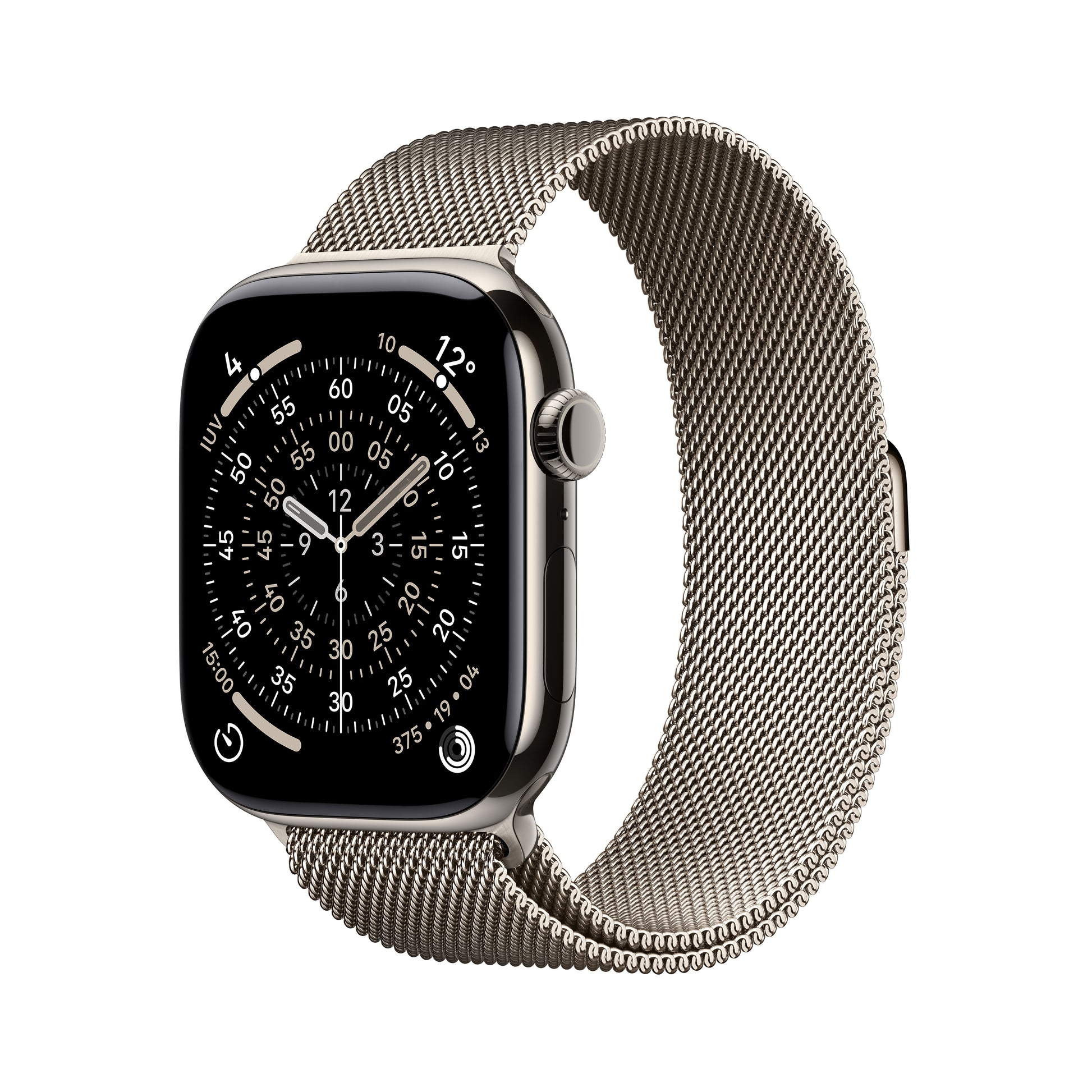 Apple Watch Series 11 46 mm GPS + Cellular – Titan Natur, Milanese Loop, M/L, 50 m, für iPhone