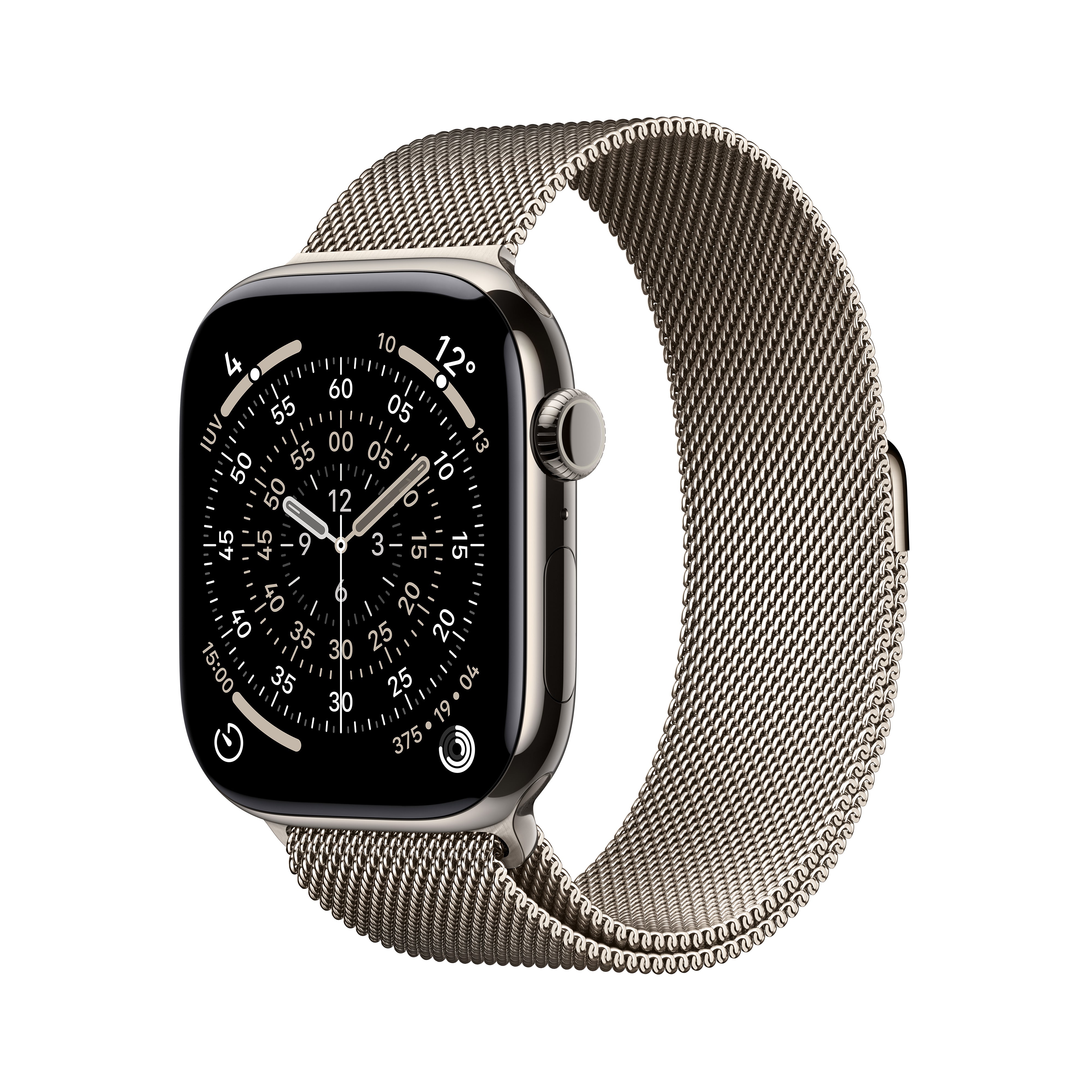 Apple Watch Series 11 46 mm GPS + Cellular – Titan Natur, Milanese Loop, M/L, 50 m, für iPhone