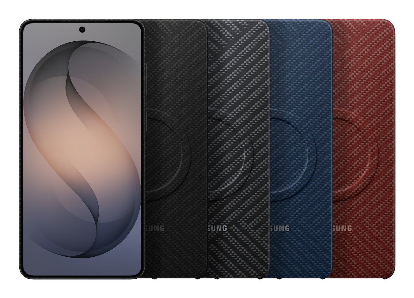 Samsung Carbon Magnet Backcover – für Samsung Galaxy S26+, Kohlefaser, Coralred