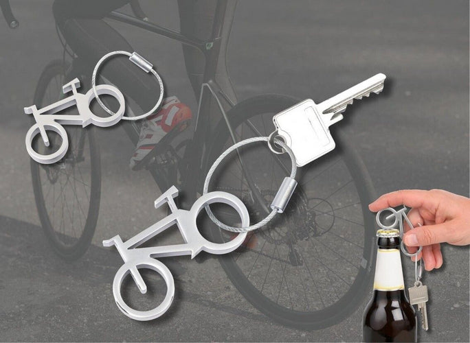 TROIKA Flaschenöffner-Schlüsselanhänger Fahrrad – Flaschenöffner, Aluminium, Silber, 6er-Pack