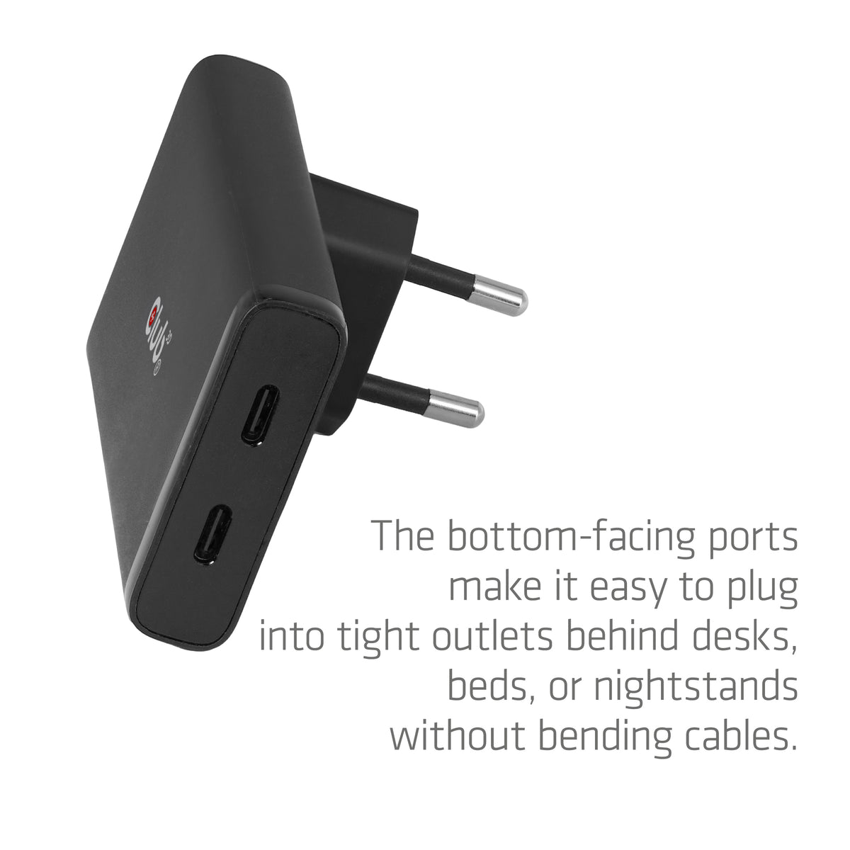 CLUB3D Club 3D CAC-1935 USB-Wandladegerät 65 W – USB-C×2 – PD 3.1, PPS, GaN – für USB-C-Geräte – schwarz