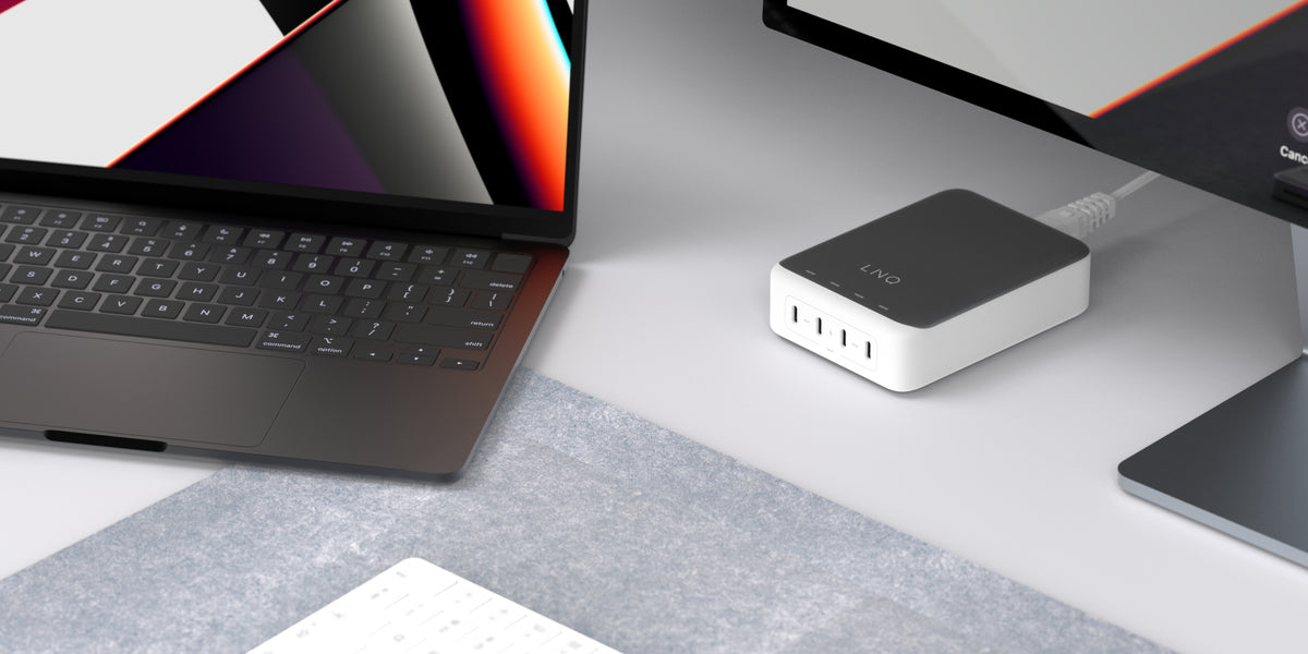 LINQ USB-Desktop-Ladegerät 240 W – USB-C×4, PD 3.1, GaN – für USB-C/USB-A Geräte