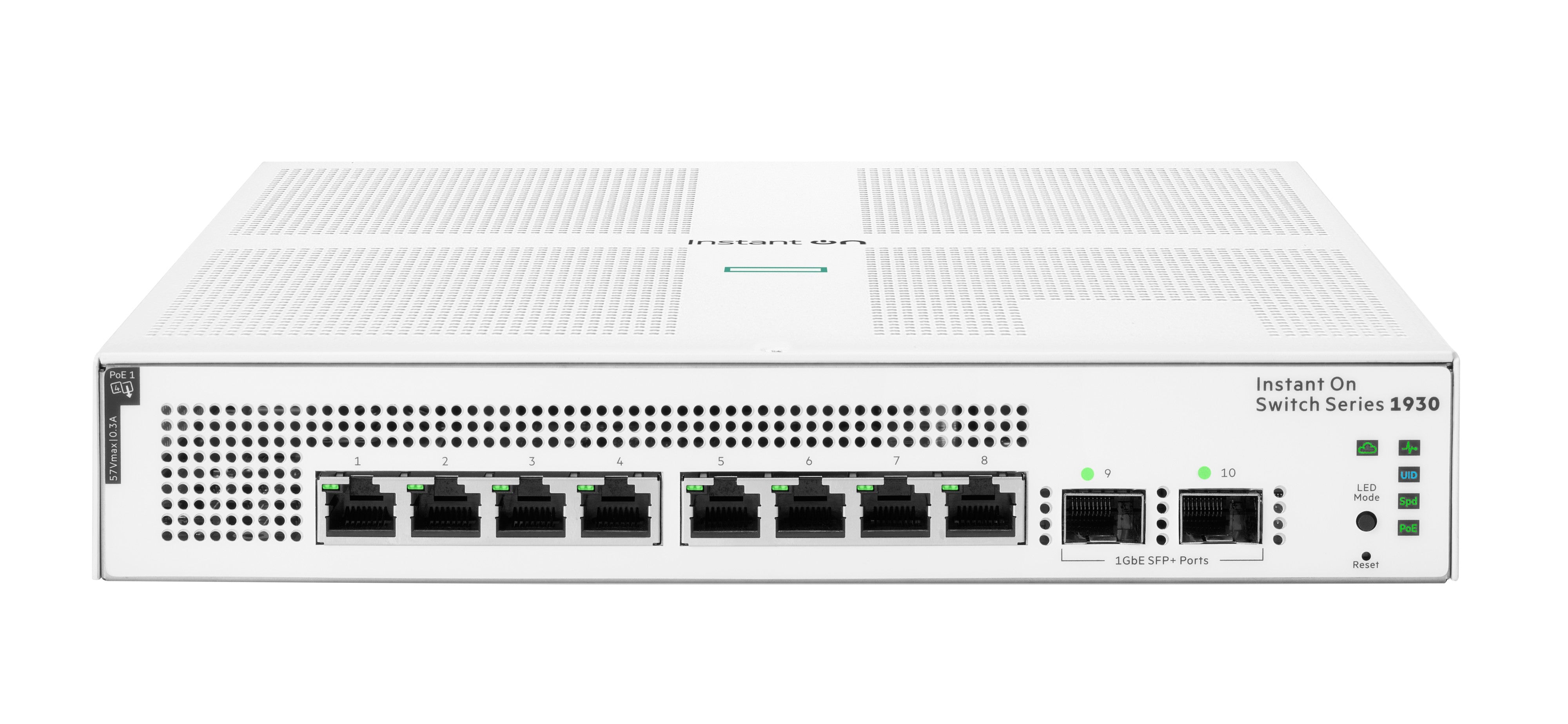 HPE Aruba 1930 JL681A – Verwalteter L2/L3/L4 Switch – 8× 1G, 2× SFP, PoE, PoE Budget 124 W, 19", 1U