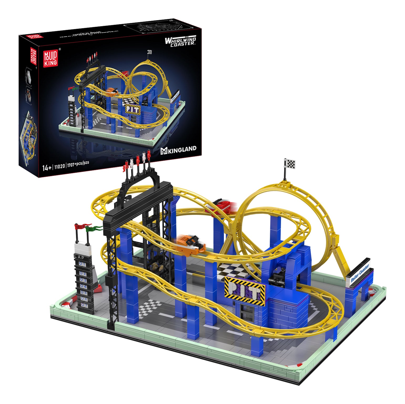 Mould King 3D Puzzle Whirlwind Coaster – 1707 Teile – 53,8×31,2×38,3 cm – ab 14 J. – Kunststoff – Mehrfarbig