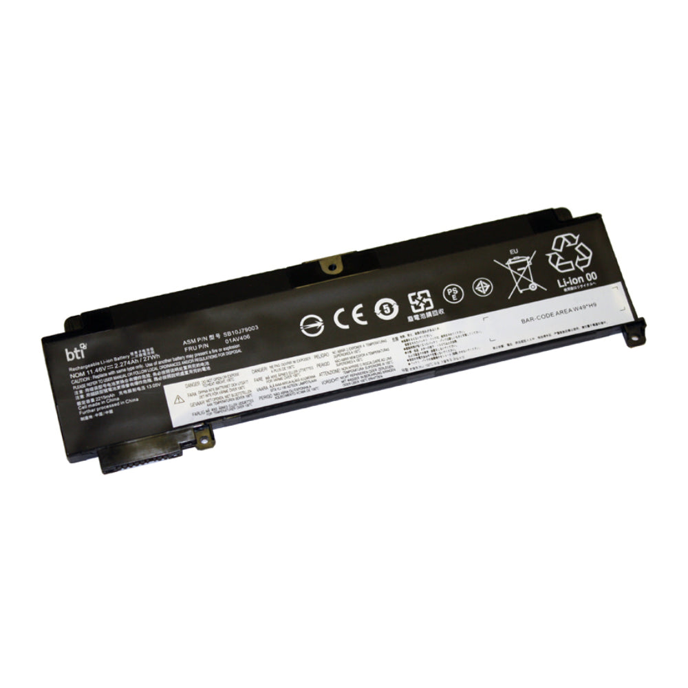 BTI Notebook-Akku – für Lenovo ThinkPad T470s – 26 Wh, 11,46 V (3 Zellen) – Schwarz
