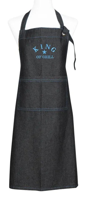 PAD Küchenschürze 70 × 80 cm, Baumwolle, mit 1 Tasche, Schwarz/Blau