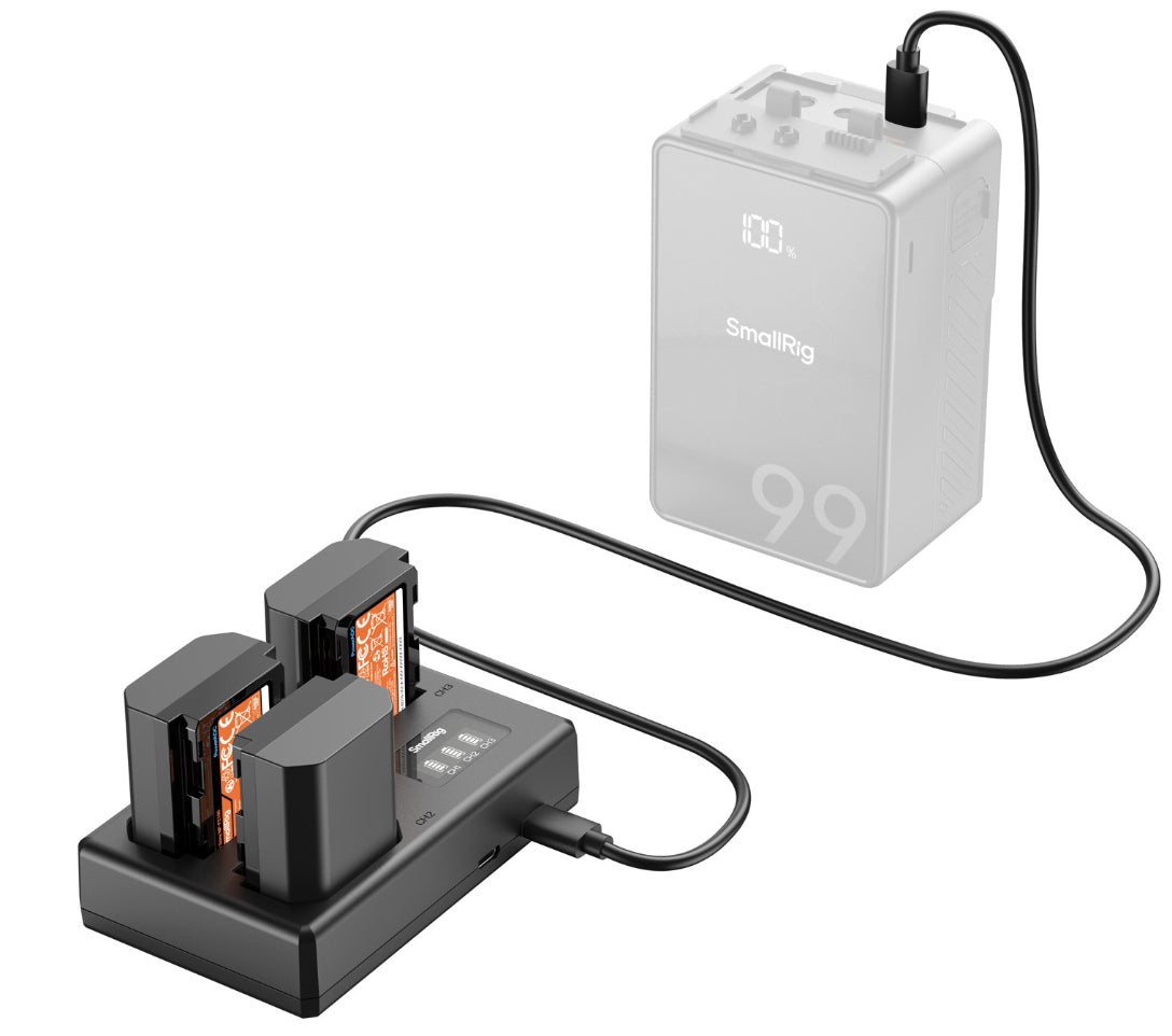 SmallRig 6016 Akkulader/Ladecase – für Sony NP-FZ100 – 3-fach, USB – LCD