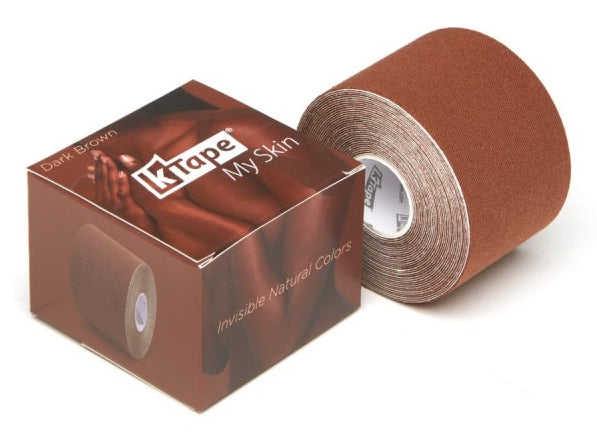 K-Tape My Skin Binde – 50 mm × 5 m, dunkelbraun, Baumwolle/Elastan, wasserabweisend