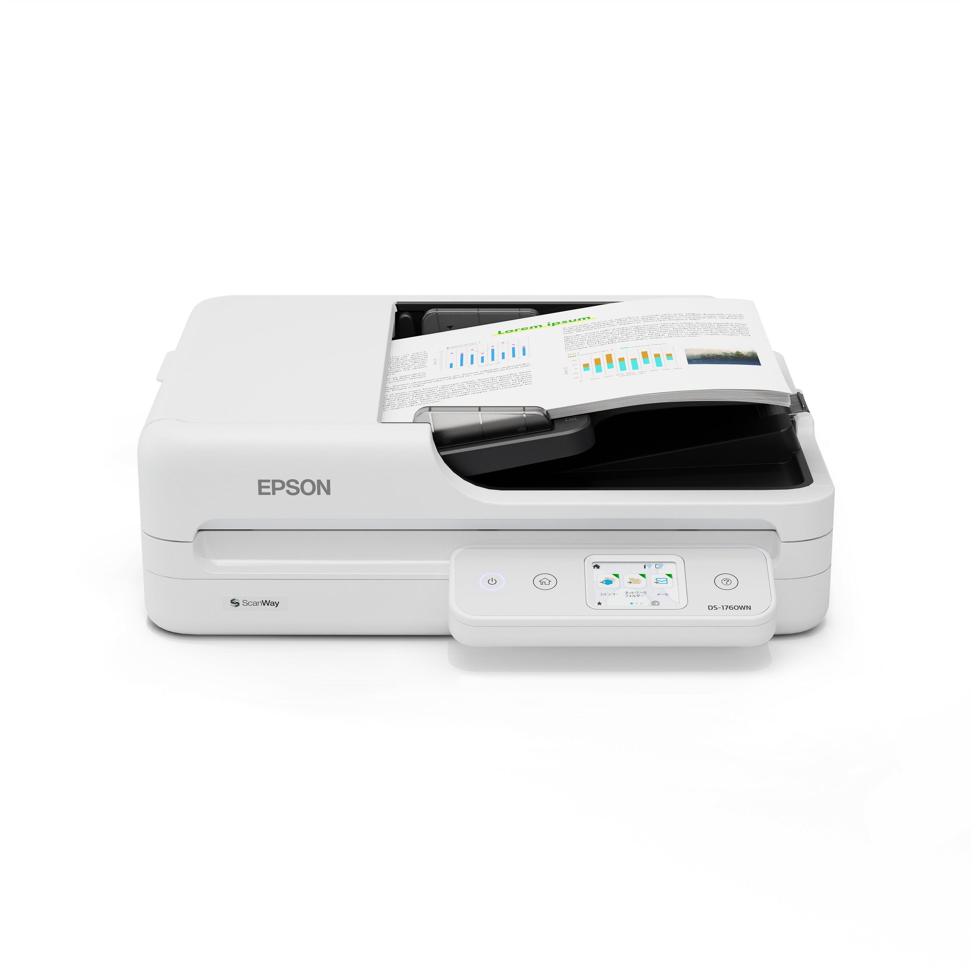 Epson WorkForce DS-1760WN – Flachbett + ADF, A4, Duplex, 30 Seiten pro Minute, ADF 60 Blatt, WLAN/LAN, 1200 dpi