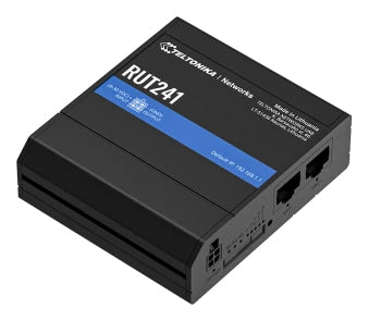 Teltonika RUT241 eSIM GLOBAL – WLAN-Router – Wi-Fi 4 (2,4 GHz), 1×Ethernet 10/100 Mbit/s, DIN-Schiene, Schwarz