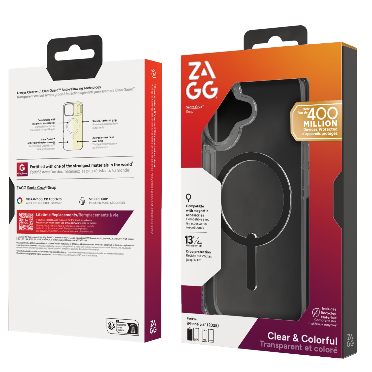 ZAGG Santa Cruz Snap Backcover – für Apple iPhone 17, Graphen, Schwarz/Transparent, bis 4 m Sturzsicher