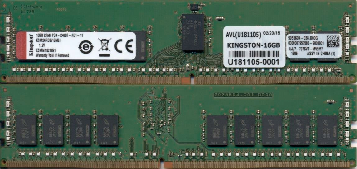 Kingston Technology Kingston KSM24RD8/16MEI – DDR4 ECC Registered DIMM – 16 GB, 2400 MHz, CL17, 288-Pin