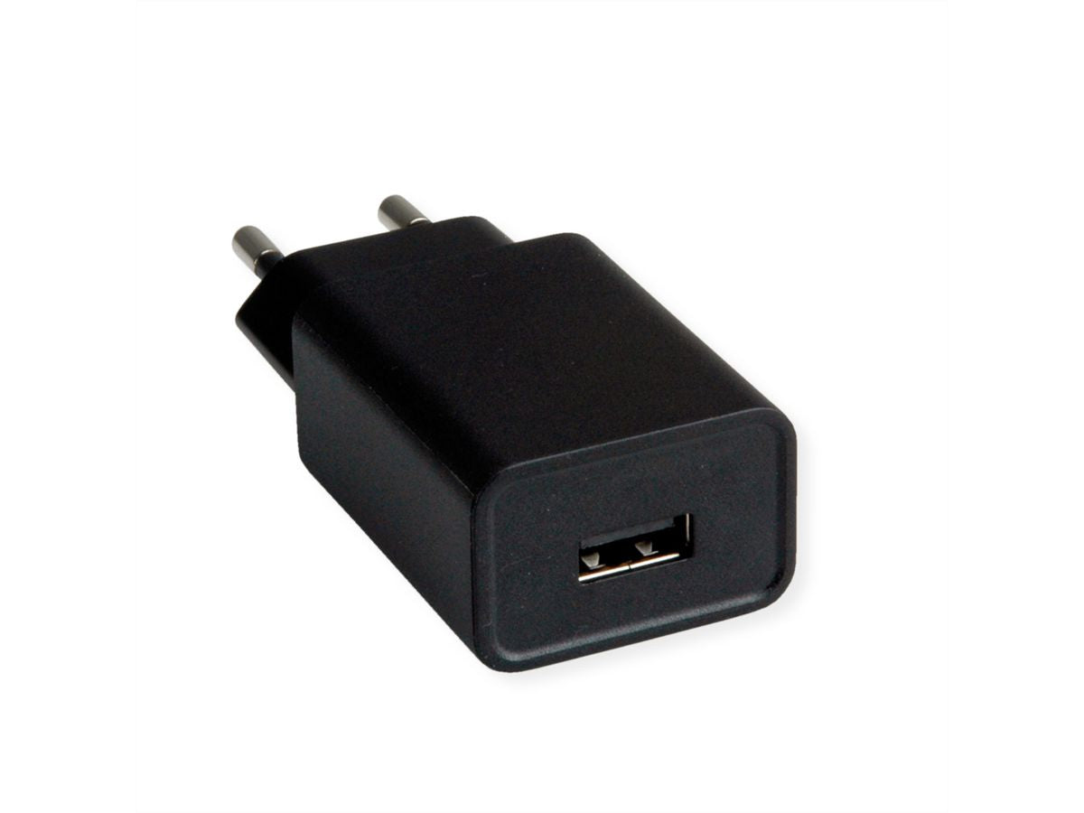VALUE USB-Ladegerät 12 W – USB-A×1 – EU-Stecker (Typ C) – Schwarz