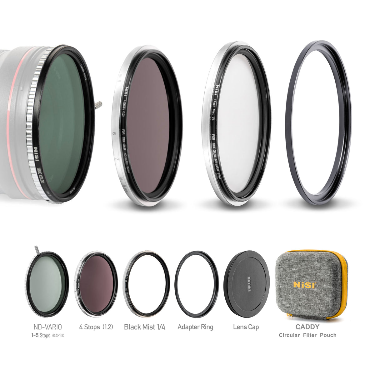 NiSi Swift VND Mist Kit – Filter-Kit für 67 mm Objektive – VND/ND1.5/ND4, 1–9 Stufen – 4er-Pack