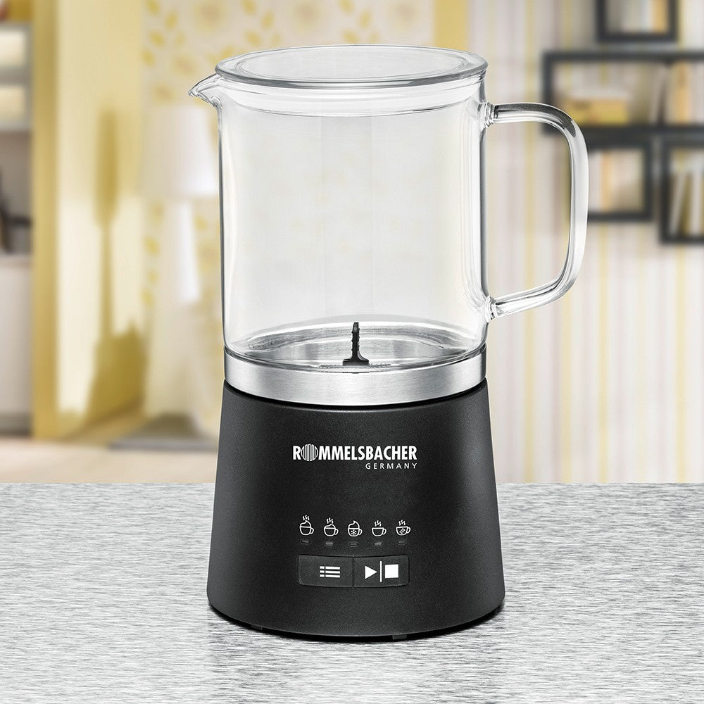 Rommelsbacher Milchaufschäumer MS 625 – 500 ml, 600 W, Heiss & Kalt – Schwarz/Edelstahl