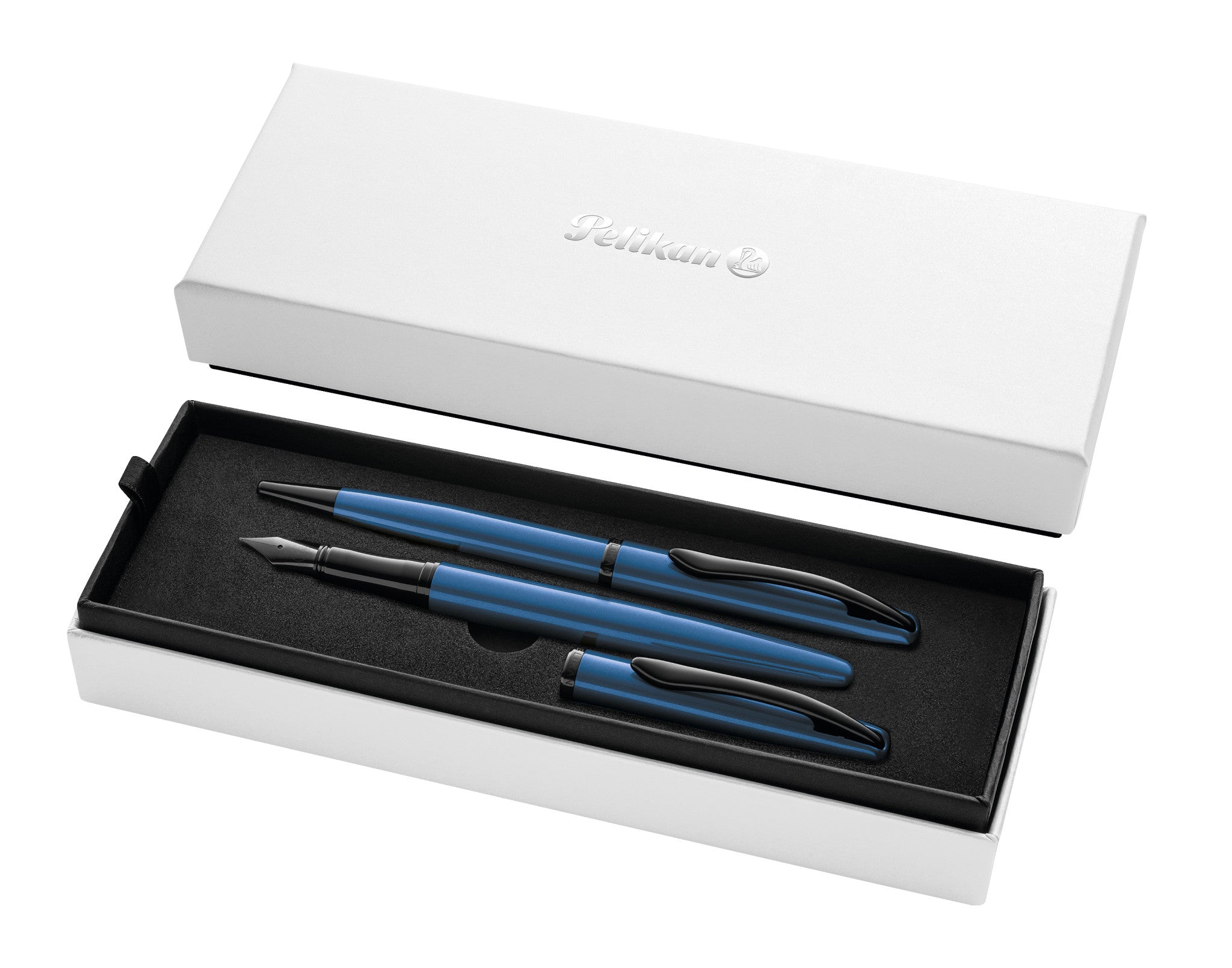 Pelikan Jazz Noble Elegance Schreibset – Kugelschreiber + Füllfederhalter – Blau, Türkis, Metall, Dreh, 2-teiliges Set