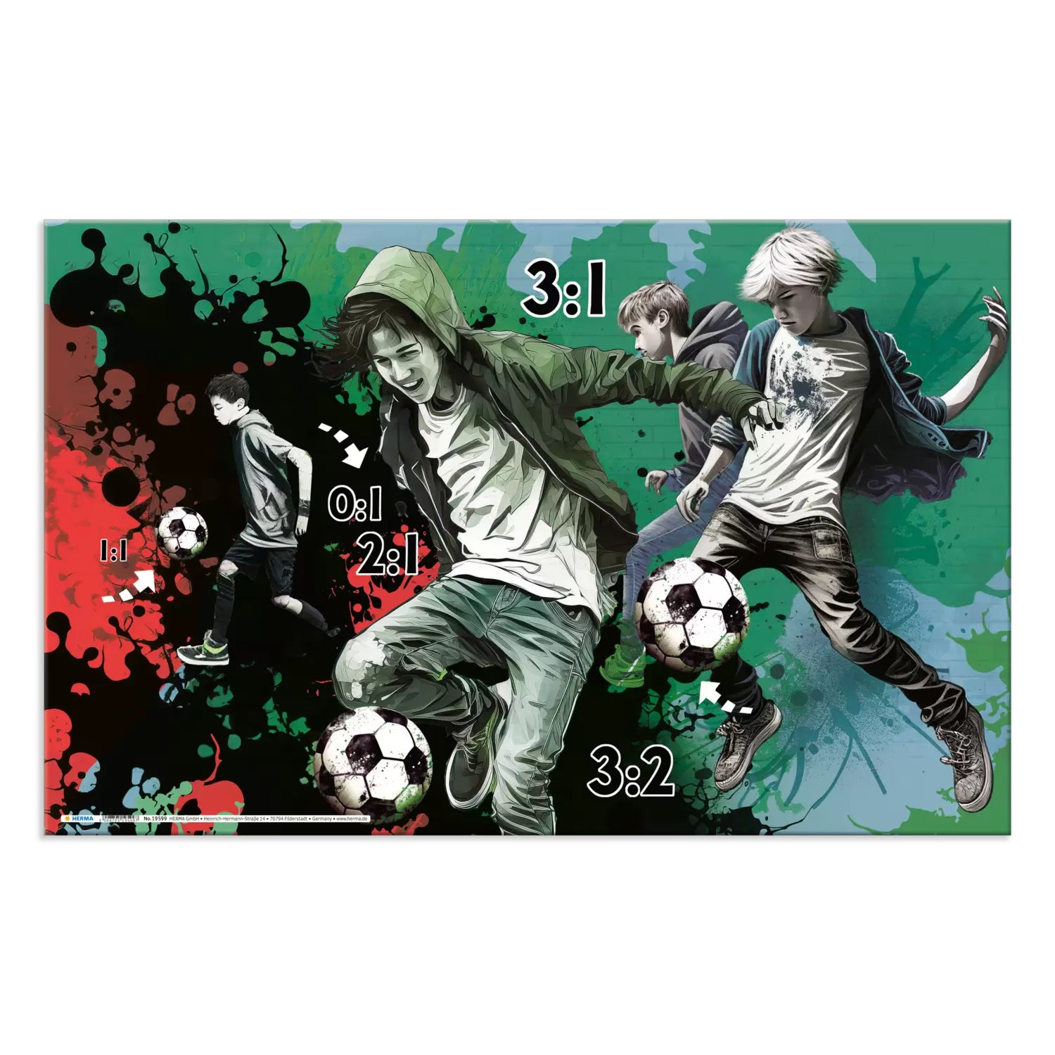 HERMA Schreibunterlage – Street Soccer – 550 × 350 mm – Kunststoff, rutschfest