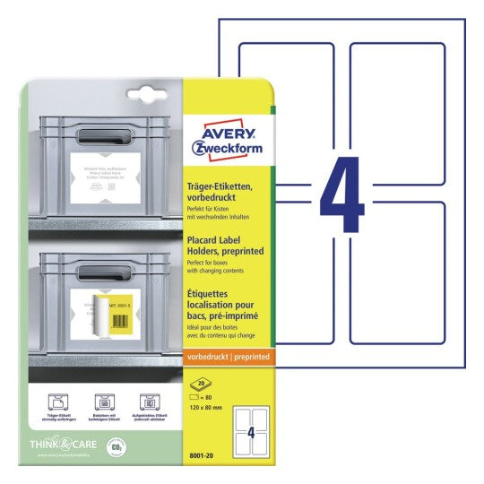 Avery Zweckform – Selbstklebendes Druckeretikett, 80 mm × 120 mm, Hellgrau, Polyester/Polypropylen