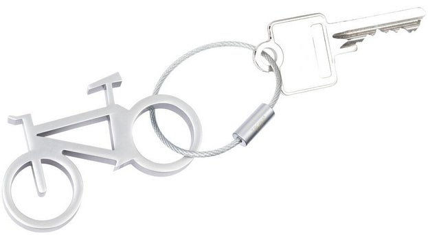 TROIKA Flaschenöffner-Schlüsselanhänger Fahrrad – Flaschenöffner, Aluminium, Silber, 6er-Pack