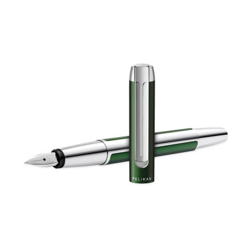 Pelikan Pura P40 – Grün/Silber, eloxiertes Aluminium, Edelstahlfeder