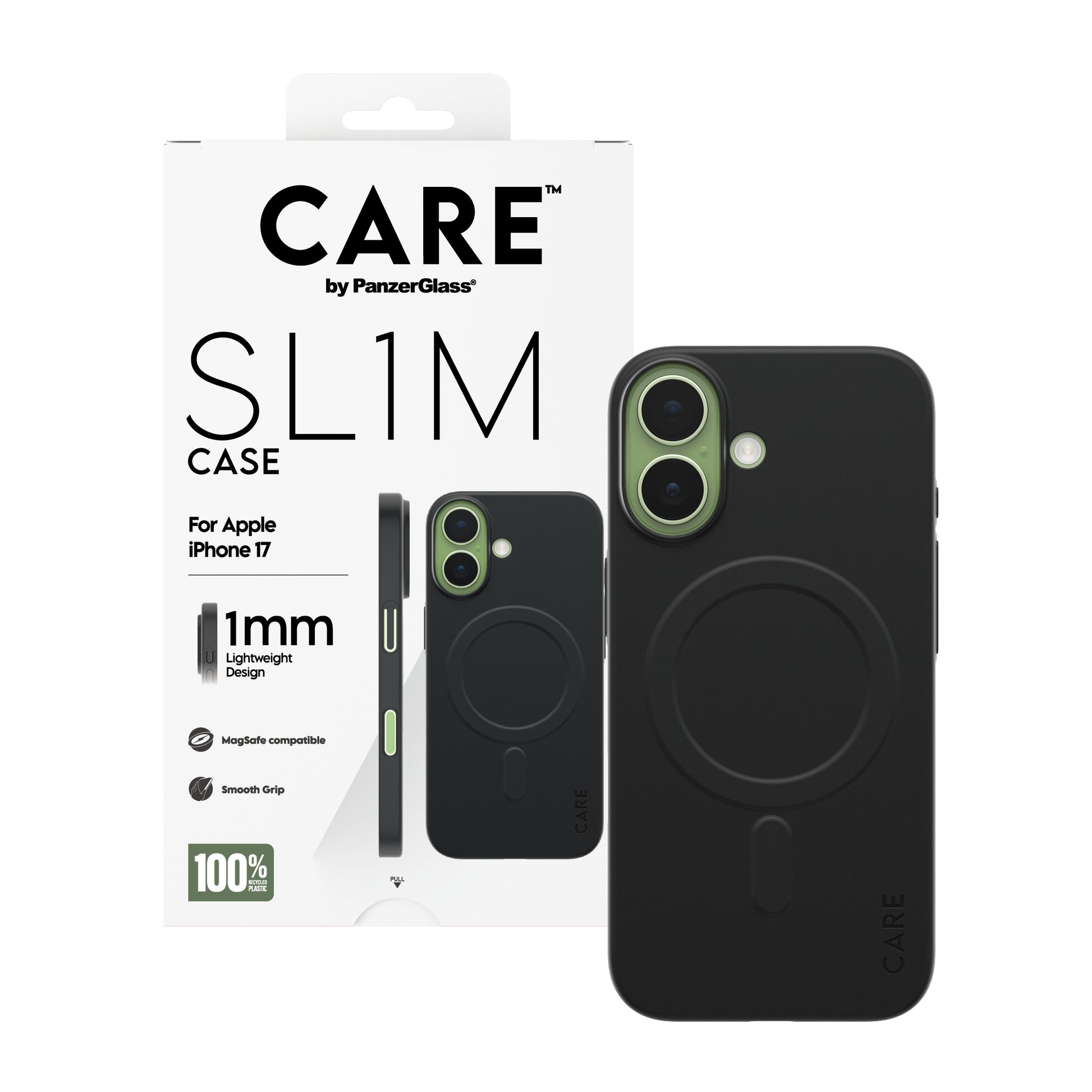 PanzerGlass CARE SL1M Backcover – für Apple iPhone 17, MagSafe, PC, Schwarz
