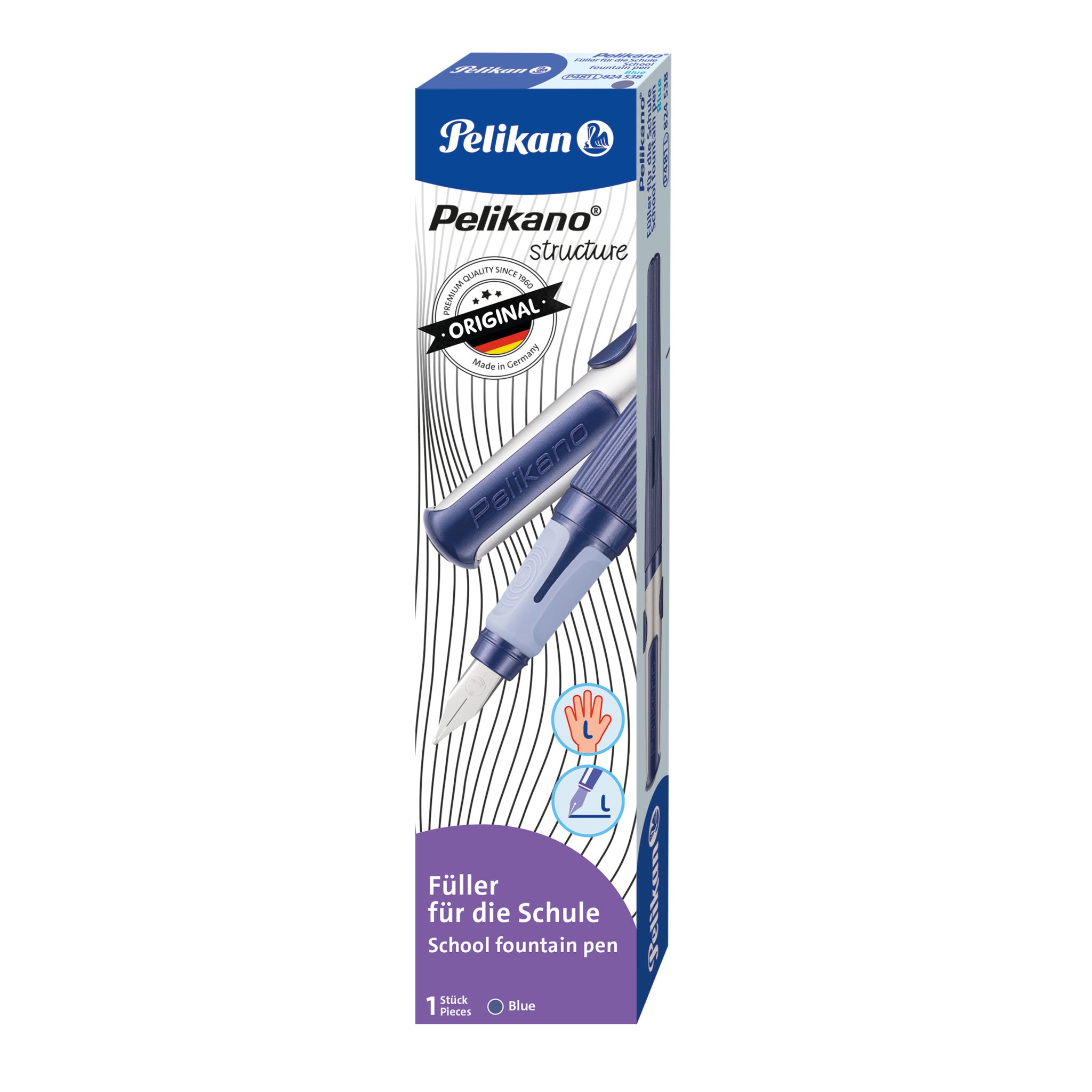 Pelikan Structure L 824538 Blau – Linkshändig, Kartuschenfüllsystem