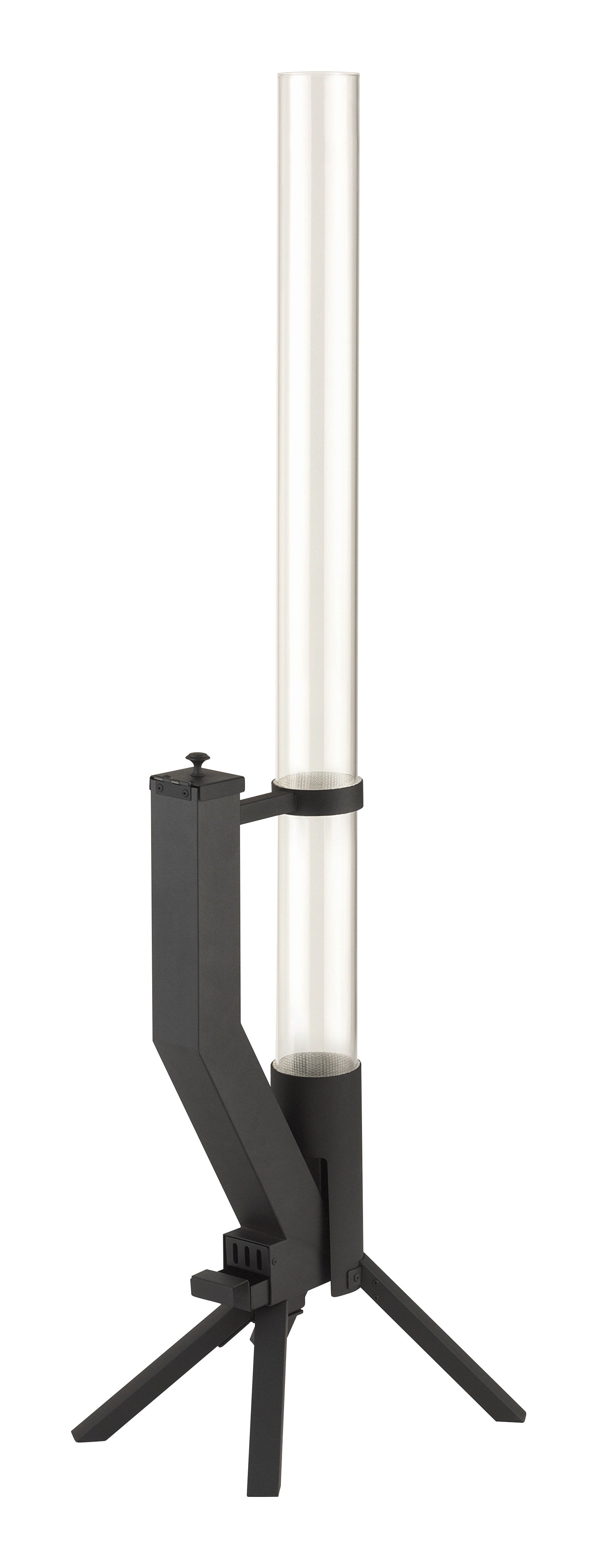 Gardenflare Freistehende Feuerstelle – Ø 8 × 130 cm – Metall & Borosilikatglas & Edelstahl, Schwarz