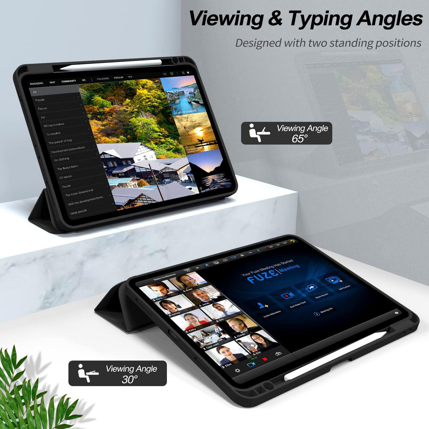 eSTUFF Tablet-Hülle für iPad Pro 12,9" (5.–6. Gen.) – mit Stifthalter, Magnetverschluss – Schwarz