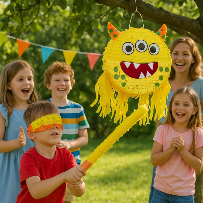 Relaxdays Pinata Monster – mehrfarbig – 34 × 35 × 9 cm – Papier/Pappe/PVC