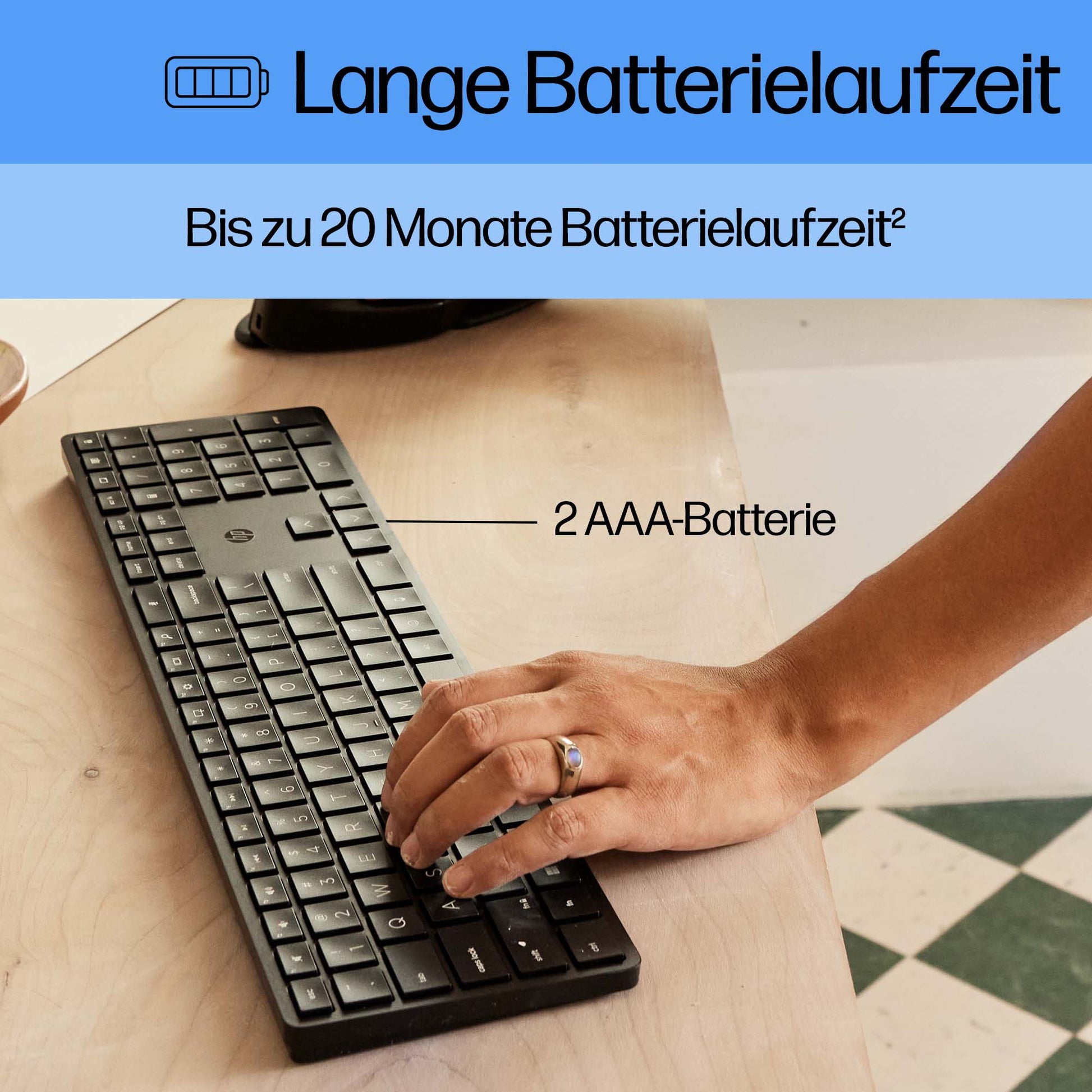 HP 450 – Tastatur – Mechanisch – 2,4 GHz USB-A (Empfänger) – QWERTY – Schwarz