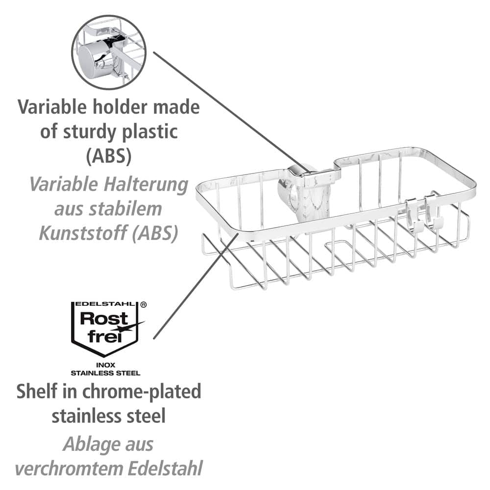 WENKO Seifenhalter (Wand) – Edelstahl/Kunststoff, Wandmontiert, 24×6,2×14 cm, Chrom