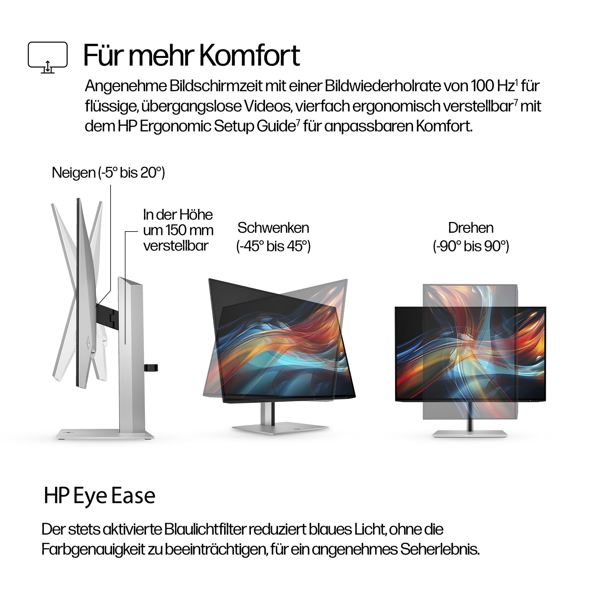 HP Series 7 Pro 724pu – Monitor, 24" 1920 × 1200 (WUXGA), USB-C, Schwarz/Silber