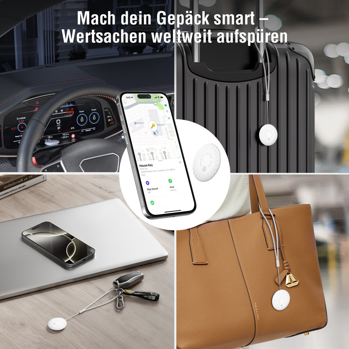 4smarts SkyTag Duos Kunststoff – für Android, iOS, weiss, 4er-Set