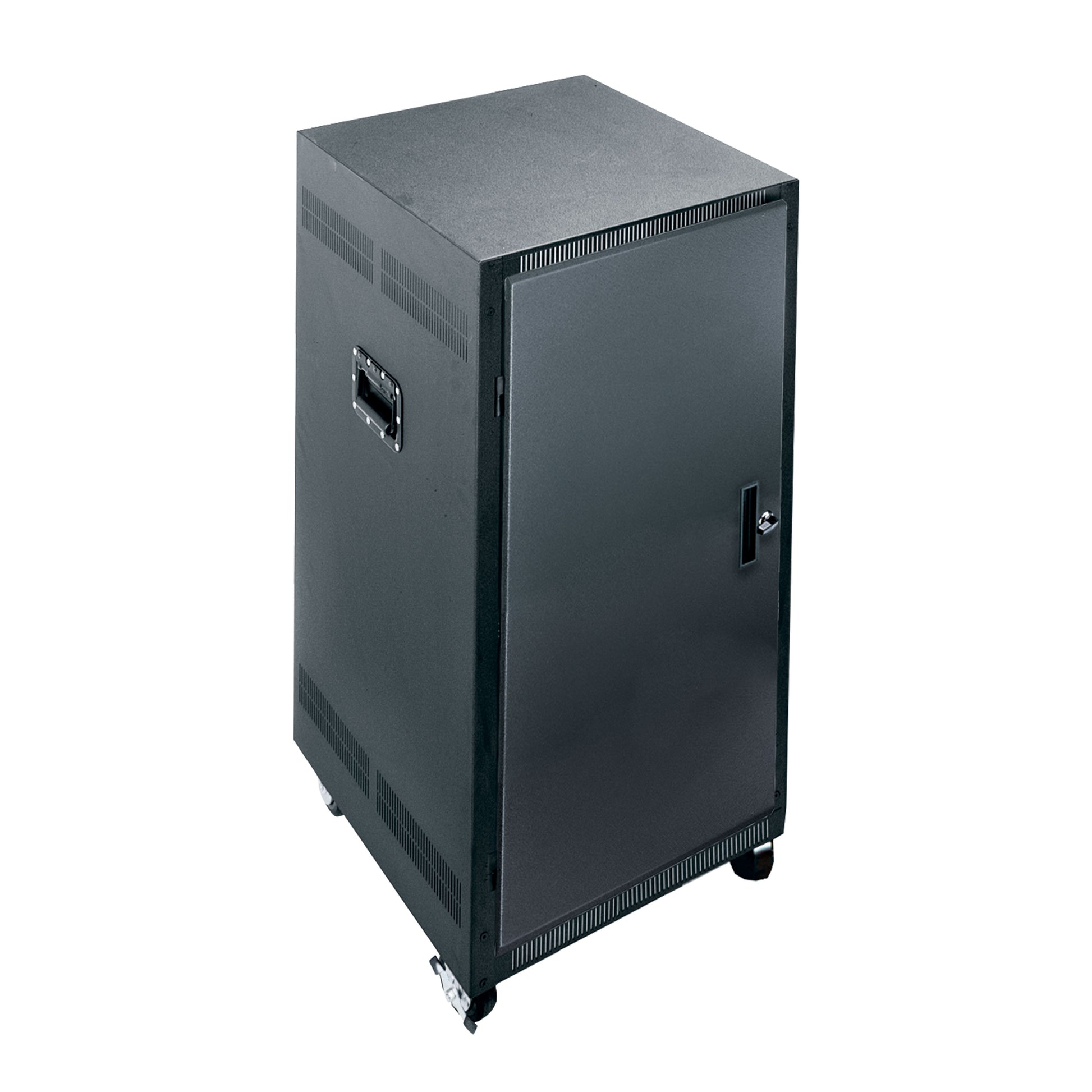 Middle Atlantic PTRK-2126 – 19" Netzwerkschrank 21U, abschliessbar, mit Rollen, 574 × 660 × 1168 mm, schwarz