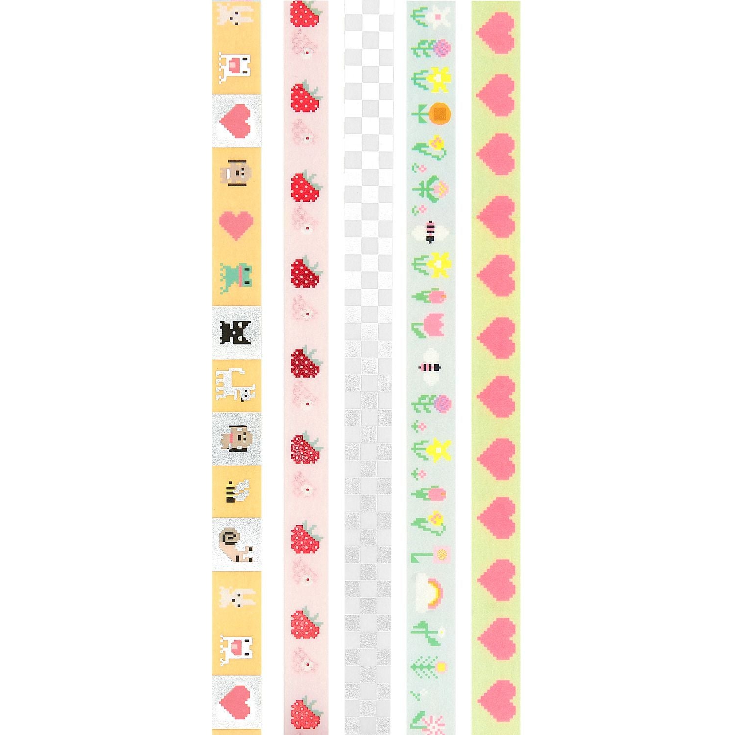 Rico Design Washi Tape – 15 mm × 10 m, mehrfarbig, Papier, wiederablösbar, 5 Rollen
