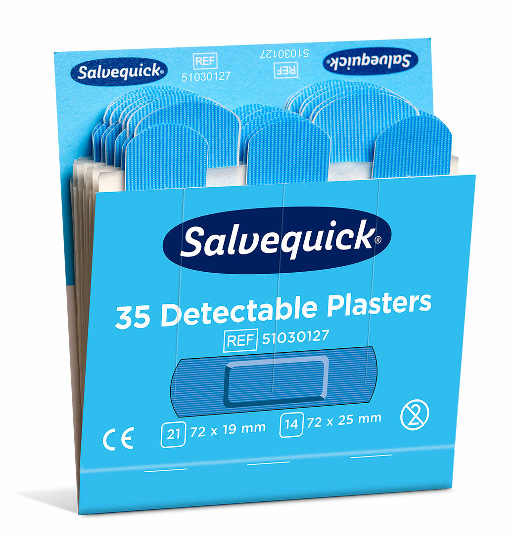Cederroth Nachfüllpackung für detektierbare Pflaster – 35 Stück, für Salvequick Spender, 72 × 19 mm, 72 × 25 mm