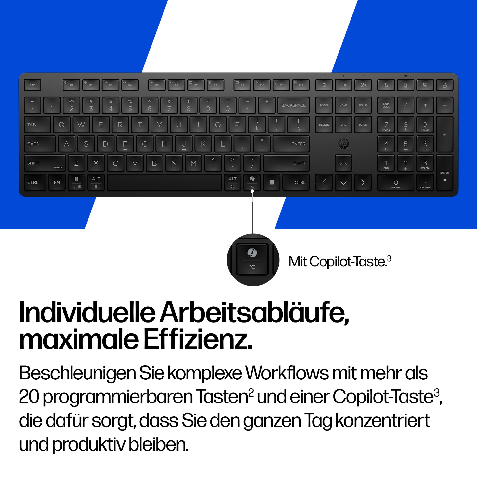HP 490K – Tastatur – Bluetooth & 2,4 GHz (USB-A Empfänger) – Leise Tasten – Schwarz