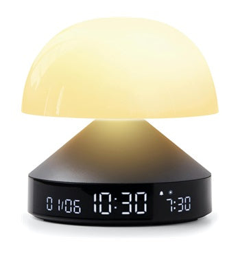 LEXON Lichtwecker Mina Sunrise – digital – 11 × 11 cm, anthrazit, Aluminium, USB, 5 Wecktöne