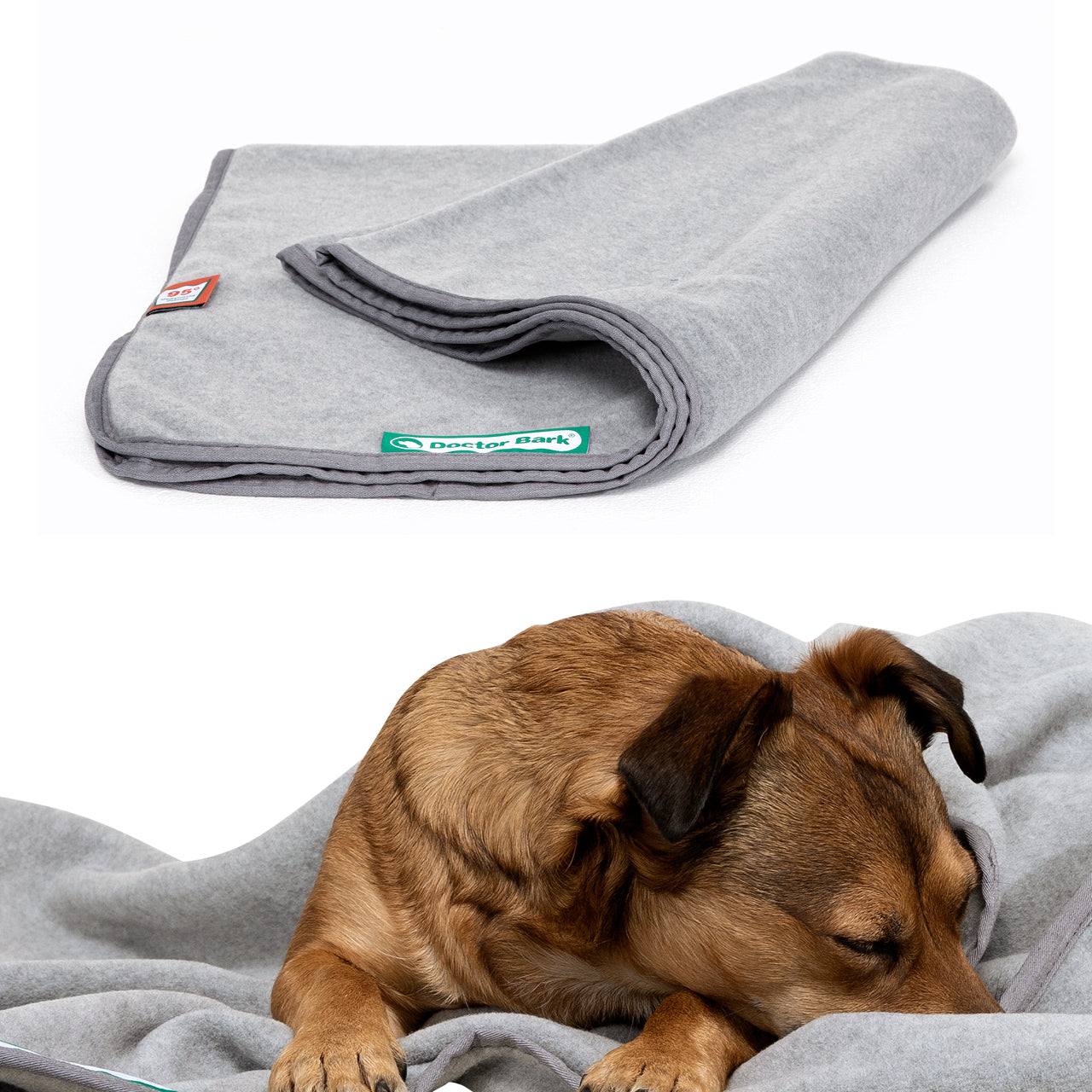 Doctor Bark Wohndecke – Fleece, Hellgrau – 100 × 70 cm – OEKO‑TEX Standard 100