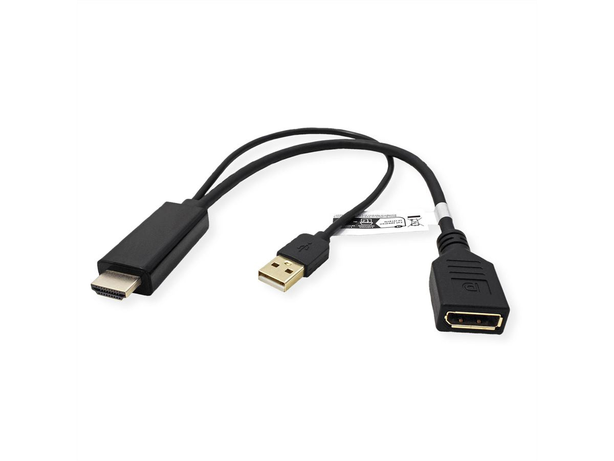 VALUE HDMI zu DisplayPort Adapter – 4K (3840 × 2160) @ 60 Hz, DisplayPort 1.2, 0,3 m – Schwarz