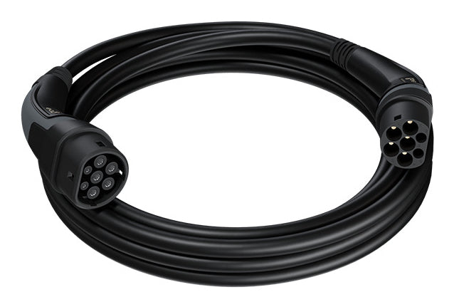go-e Typ 2 Stromkabel – Typ 2–Typ 2, 7,5 m, 22 kW/32 A (dreiphasig), IP55, schwarz