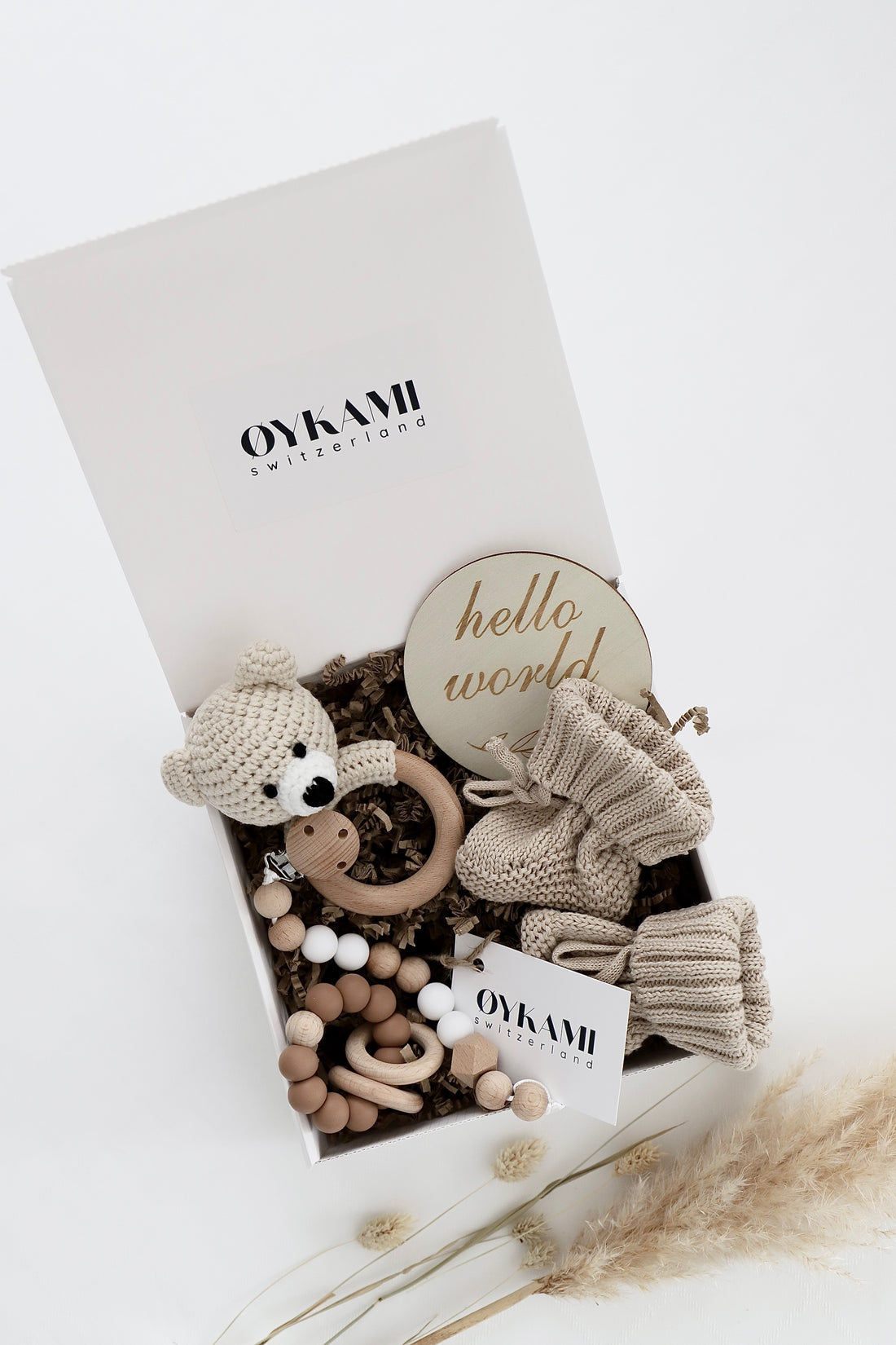 OYKAMI Geschenkbox Phoenix – Holz, mit Beissring und Schnullerkette – ab 0 M.