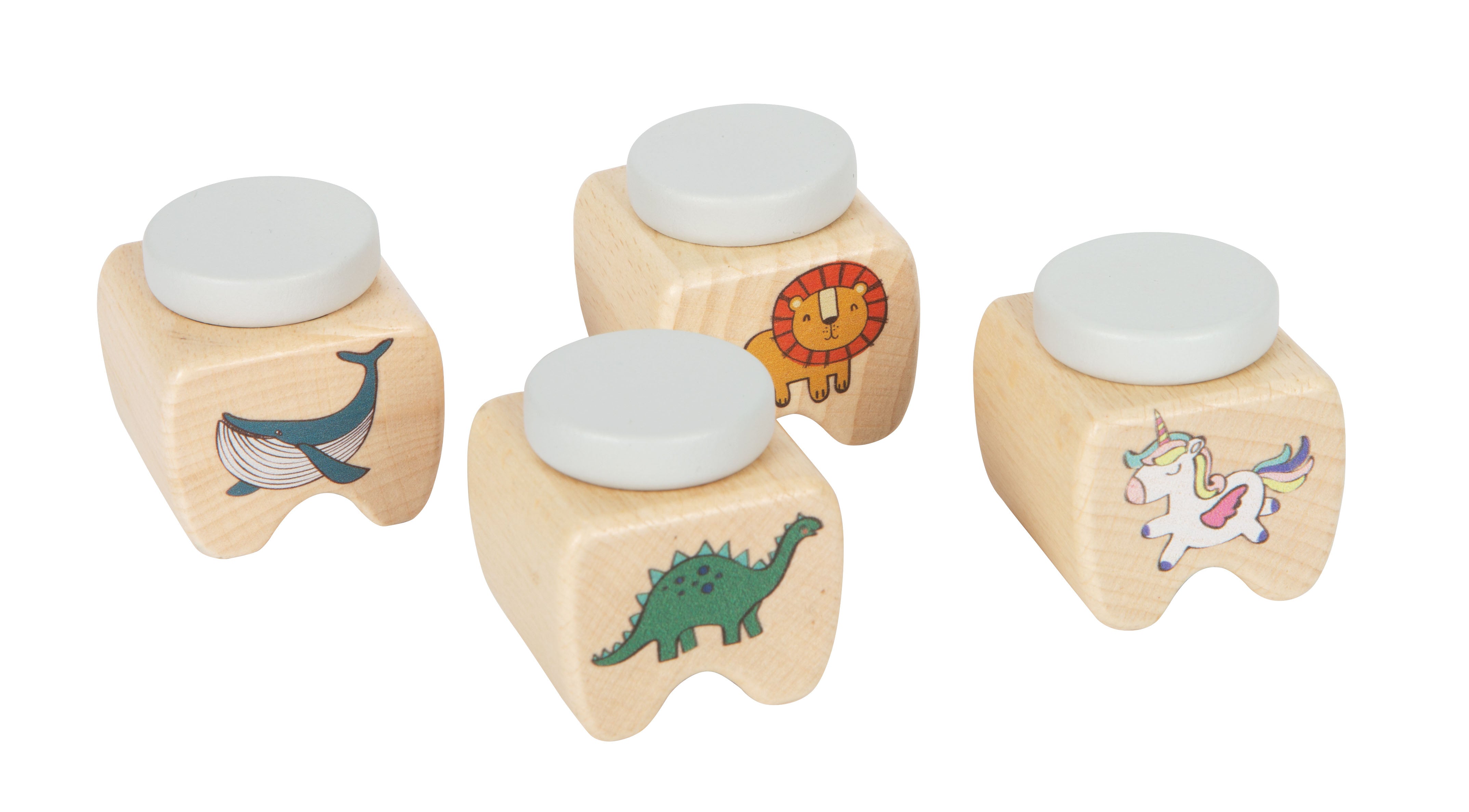 Small foot Milchzahndosen Aufbewahrungsbox – Silikon/Holz – Mehrfarbig – 40 × 40 × 40 mm