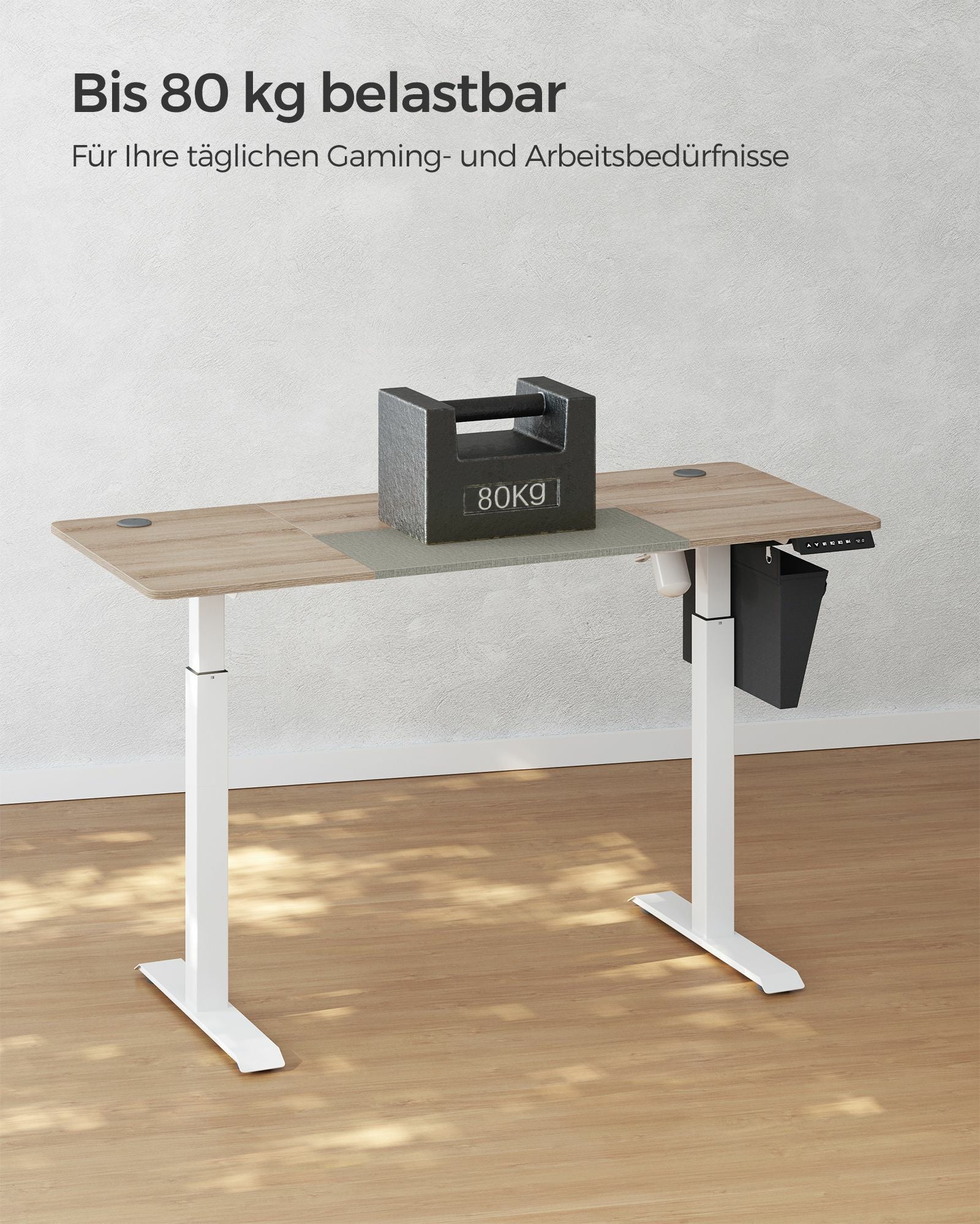 Songmics Schreibtisch – 140 × 60 cm, braun/grau, Stahl