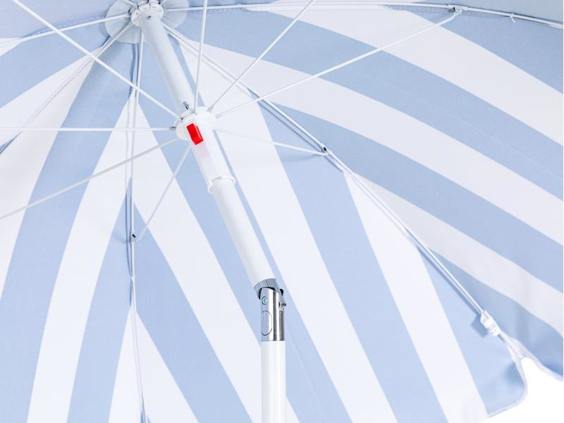 KOOR Sonnenschirm Marino – rund Ø 150 cm × 180 cm, blau/weiss, für Aussenbereich