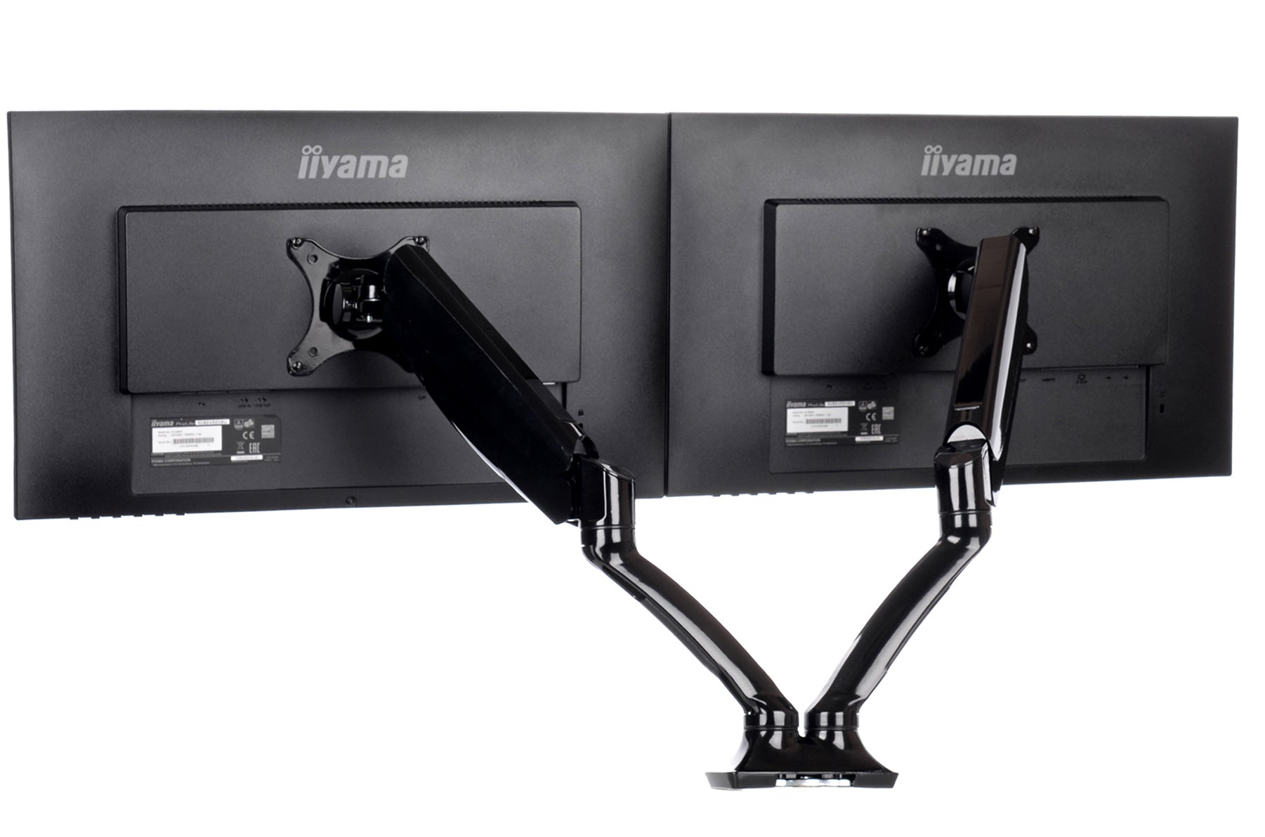 iiyama Monitorarm, Dual, Tischklemme, bis 27", VESA 100 × 100 mm, 5 kg, Gasfeder